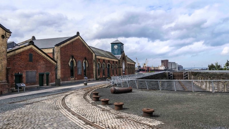 The dry dock next to the Thompson pump house in Belfast's historic Titanic Quarter.