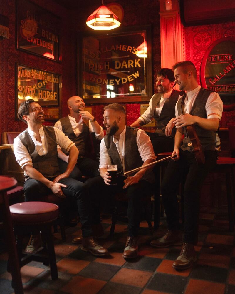 The Shamrock Tenors pictured in a Belfast bar