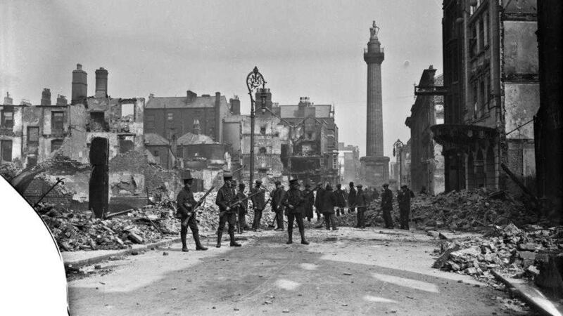 Devastation in Dublin city centre in the aftermath of the Easter Rising (National Library of Ireland) 