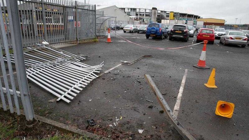 The scene on Apollo Road where a car crashed into a film crew. Picture by Mal McCann. 