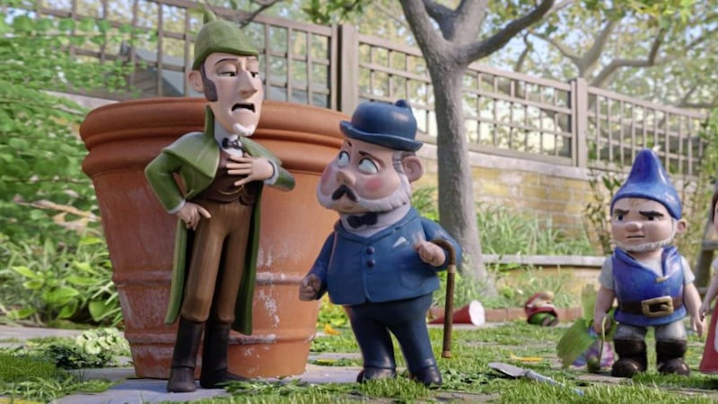 Sherlock Gnomes, voiced by Johnny Depp, tackles a case of ornamental kidnapping 