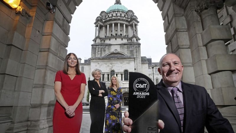 WORLD&#39;S BEST: Celebrating Belfast&#39;s accolade from C&amp;IT Magazine is Visit Belfast chief executive Gerry Lennon. Included (from left) are Visit Belfast business development directorRachel McGuickin; ICC Belfast sales and marketing director Oonagh O&#39;Reilly; and Tourism NI business solutions manager Eimear Callaghan 