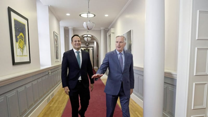Taoiseach Leo Varadkar welcomes EU&#39;s Brexit negotiatorMichel Barnier to Government Buildings in Dublin Picture by Damien Eagers/PA 