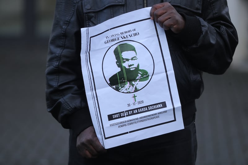 Friends of George Nkencho protested outside Blanchardstown Garda station, Dublin
