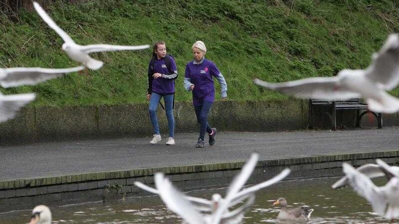 Runners taking part in the Run For Wellbeing yesterday in the Waterworks, north Belfast. Picture by Ann McManus 