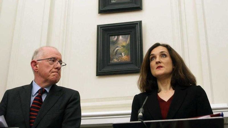 Theresa Villiers and Charlie Flanagan unveil A Fresh Start last week. Picture by Ann McManus 