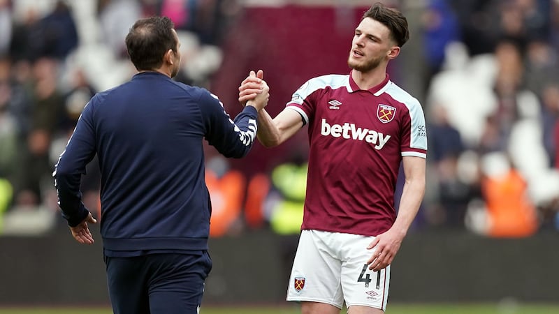 Frank Lampard, left, was keen on signing Declan Rice when he was Chelsea manager (Mike Egerton/PA)
