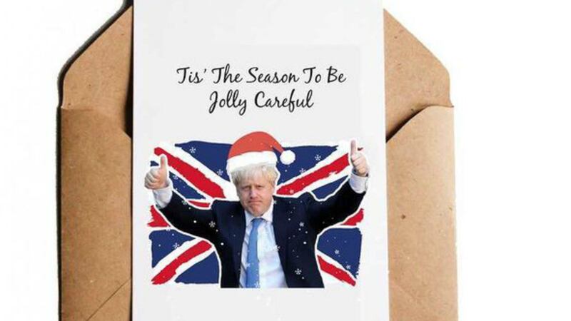 Festive greetings card inspired by the Prime Minister’s warning during Monday’s briefing for the public to be ‘jolly careful’ are already on sale.