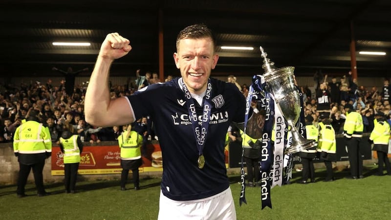 Lee Ashcroft celebrates Dundee’s recent title win (Steve Welsh/PA)