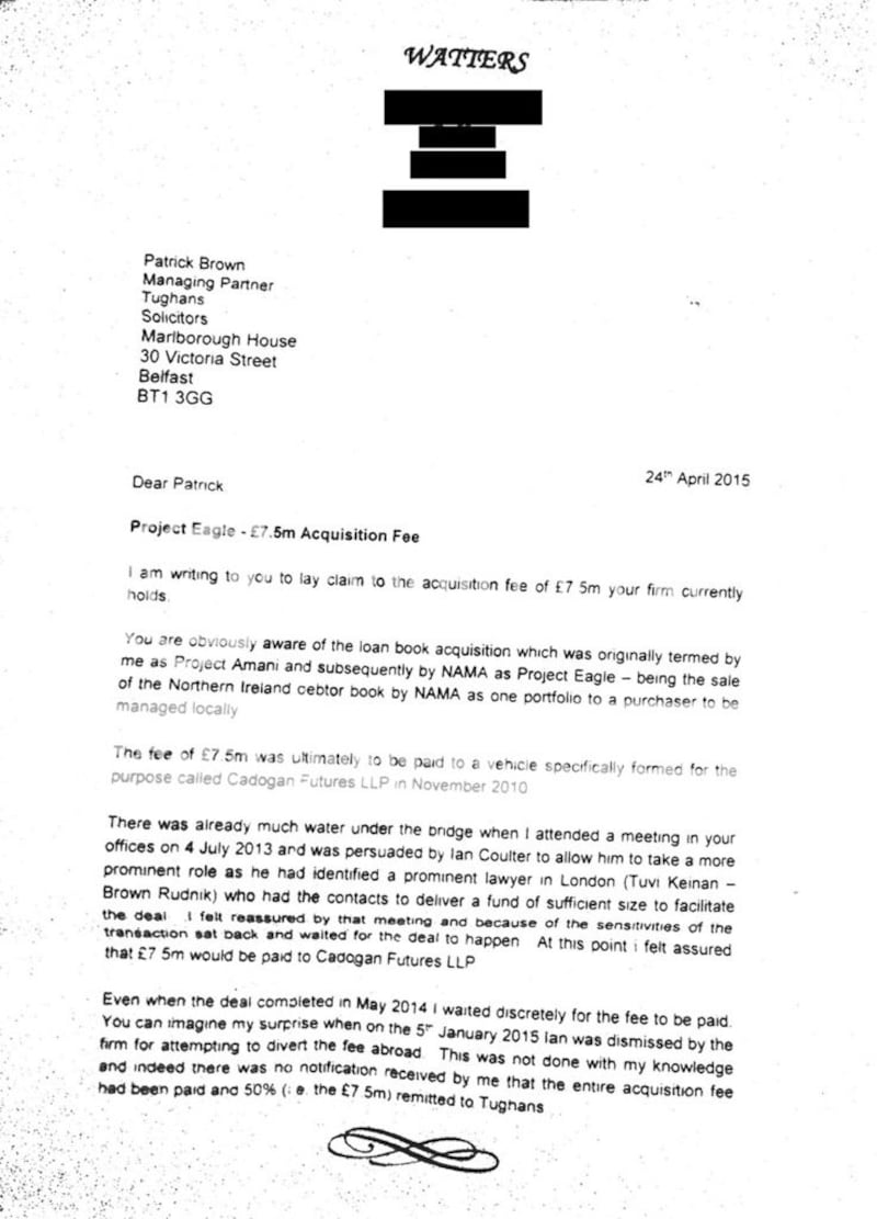 Letter shows accountant demanded £7.5m Nama payment 
