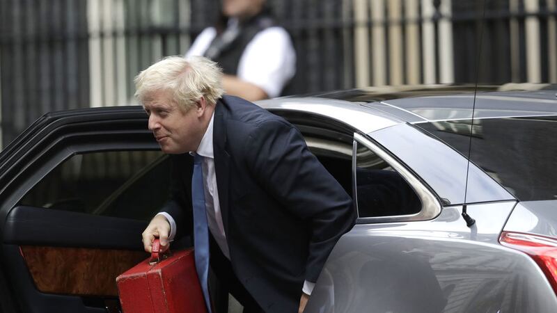 British prime minister Boris Johnson arrives at Downing Street in London this morning as Parliament meets following yesterday's Supreme Court decision&nbsp;
