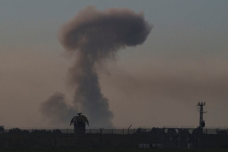 Smoke rises after a bombardment in the Gaza Strip as seen from southern Israel (Leo Correa/AP)