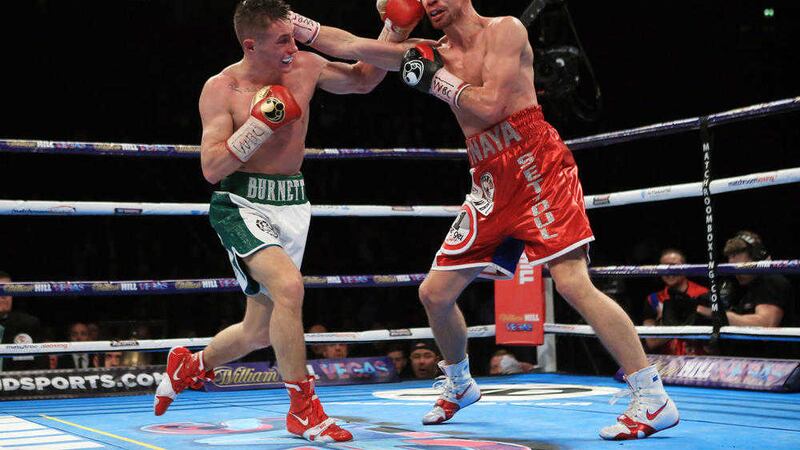 Ryan Burnett and Anthony Settoul during their vacant WBC International Bantamweight Championship bout at Manchester Arena