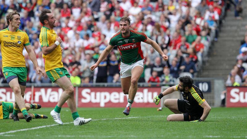 Aidan O'Shea celebrates his goal against Donegal in the All-Ireland SFC quarter-final<br /> Picture: Philip Walsh