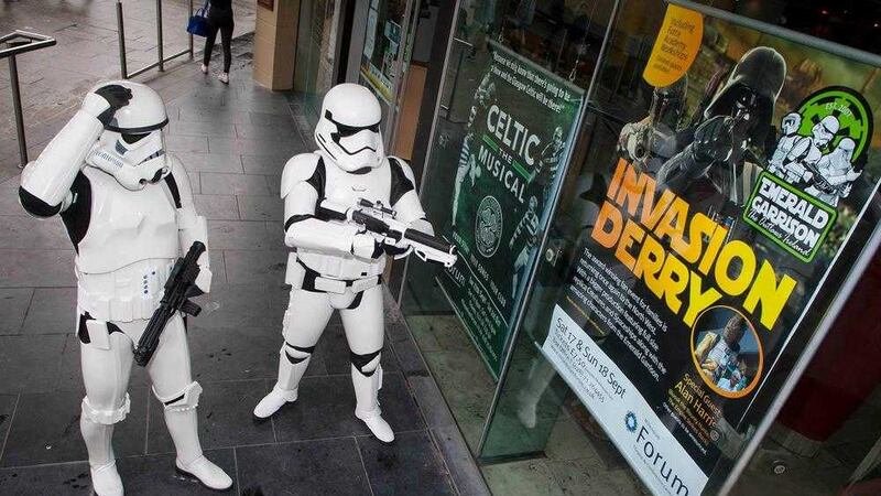 Stormtroopers patrol the streets in advance of the second Invasion Derry event 