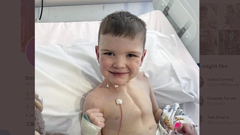 D&aacute;ith&iacute; Mac Gabhann after his heart operation at Freeman&rsquo;s Hospital in Newcastle. Picture from Twitter 