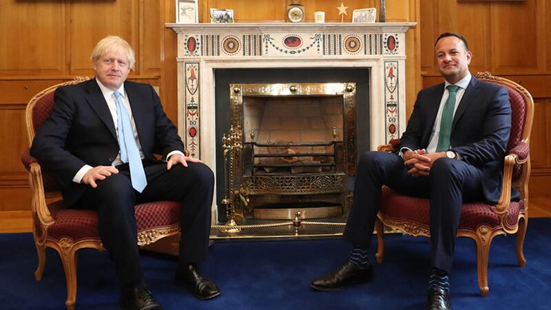 British prime minister Boris Johnson meets Taoiseach Leo Varadkar in Government Buildings during his visit to Dublin&nbsp;