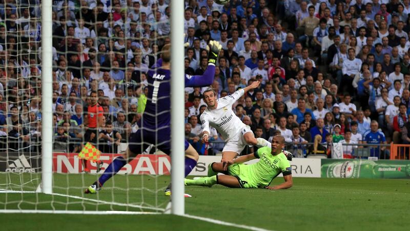 Real Madrid's Gareth Bale fires home what turned out to be the winner in Wednesday's Champions League semi-final second leg against Manchester City at the Bernabeu <br />Picture by AP&nbsp;