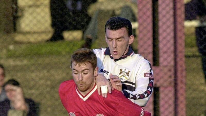 Barry Rooney during his Cliftonville days in the early 2000s. Rooney played for Coleraine on the day their draw with Linfield handed the Reds the title in April 1998 