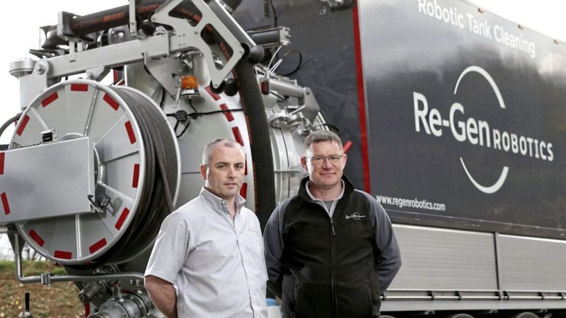 Pictured are: Fintan Duffy, managing director of Re-Gen Robotics; and James Power; tanker and site supervisor 