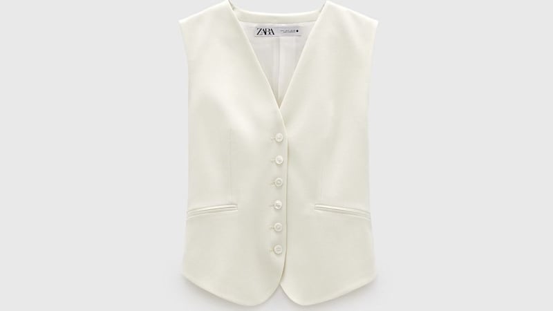 Tailored Waistcoat in Oyster White, &pound;49.99, Zara 