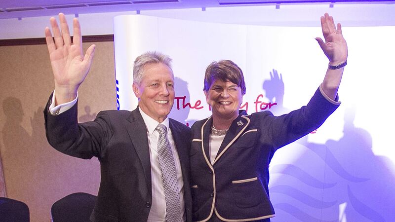 The departure of Peter Robinson, with Arlene Foster as she is elected DUP leader, makes life easier for local political parties. Picture by Liam McBurney, PA Wire