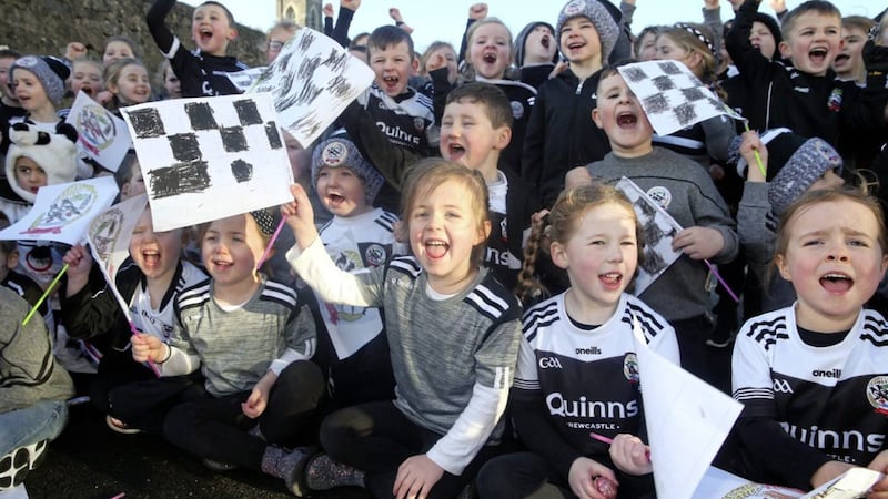 St Malachy&acirc;??s Primary School kilcoo hold a black and white day in support of their gaelic club ahead of this Sunday&#39;s All-Ireland Club final in Crooke Park Picture Mal McCann. 