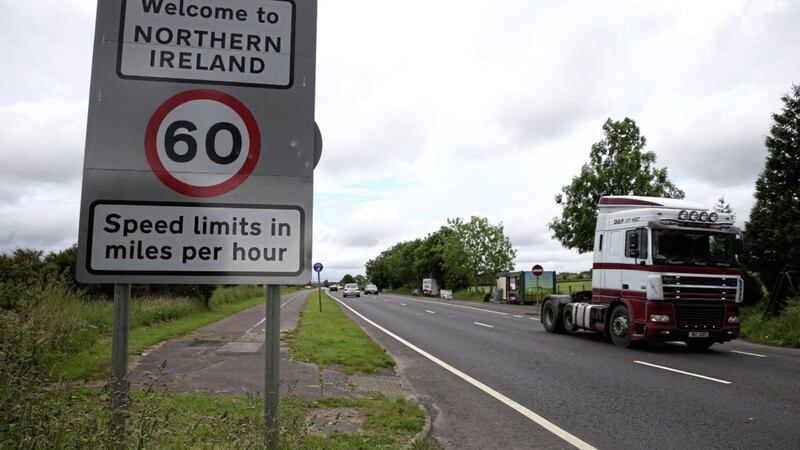 Traffic crossing the border at the village of Bridgend, Co Donegal. Picture by Brian Lawless, Press Association 