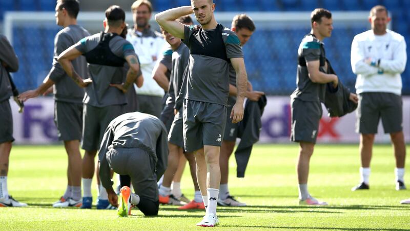 Liverpool's Jordan Henderson during a training session in Basle ahead of Wednesday's Europa League final<br />Picture by PA&nbsp;