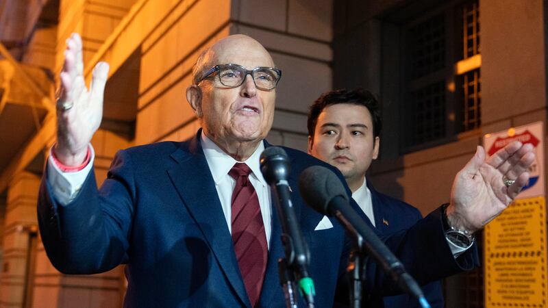 Former New York Mayor Rudy Giuliani was scolded by the judge over comments he made to reporters (AP Photo/Jose Luis Magana)