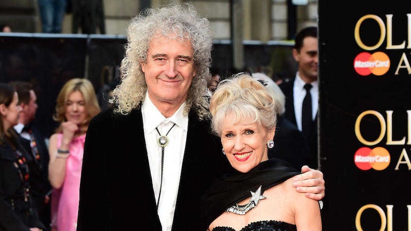 Anita Dobson with her husband Brian May &ndash; he can create incredible music but he&#39;s not a dancer, Dobson says 