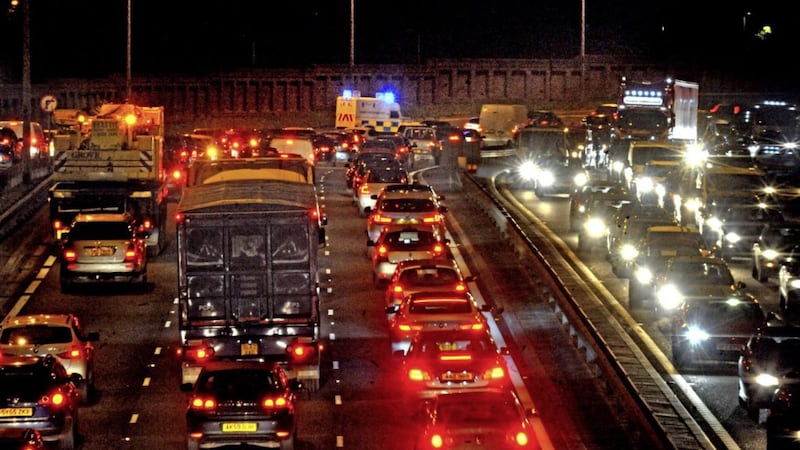 Traffic chaos on the Westlink in Belfast. Picture by Alan Lewis/PhotopressBelfast