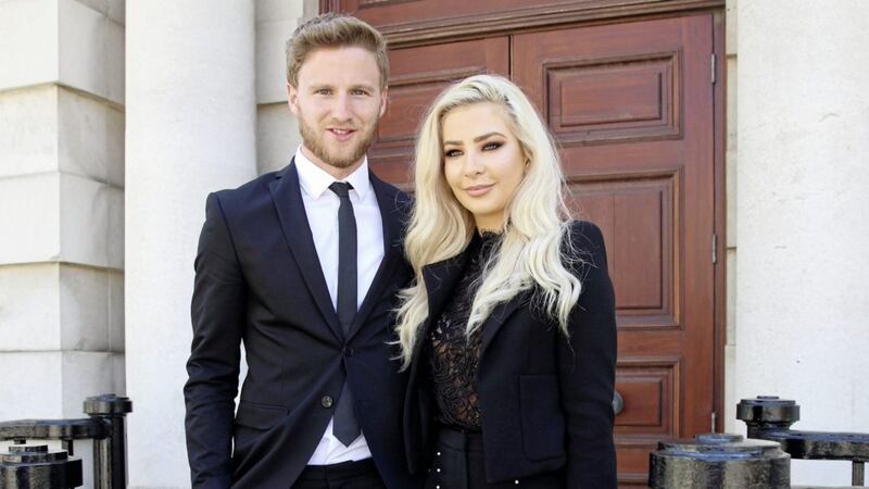 Republic of Ireland footballer Eunan O&#39;Kane and model Laura Lacole at an earlier court hearing. Picture by Cliff Donaldson 