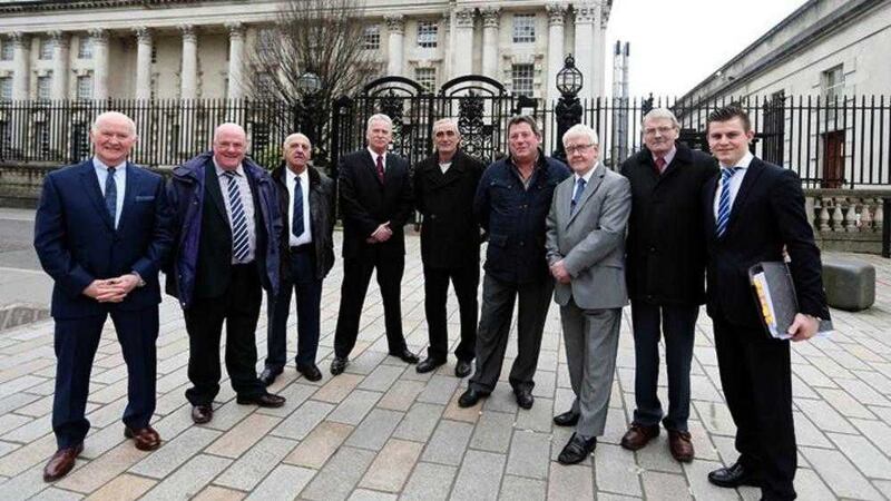 Some of the surviving members of the Hooded Men 