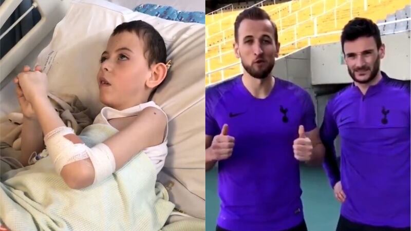 Harry Pankhurst received a get-well-soon message from Tottenham stars Harry Kane and Hugo Lloris after he underwent surgery.