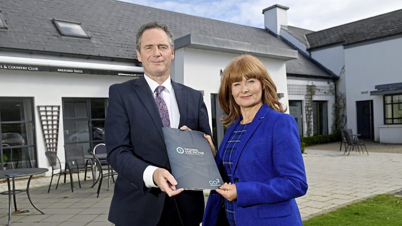 Valerie McConville, chief executive of CO3, launches the &#39;Valuing Our Sector&#39; report alongside Brendan Mulgrew, managing partner of MW Advocate, which undertook the research 