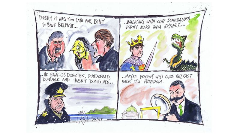 Ian Knox cartoon 31/1/18: Kenneth Branagh is given the freedom of Belfast&nbsp;