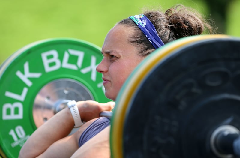 Emma McQuaid trains at her gym outside her home in Lisburn. Picture by Mal McCann