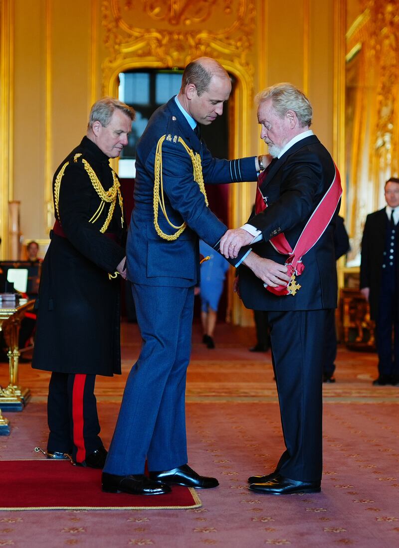 Sir Ridley Scott is made a Knight Grand Cross of the Order of the British Empire by the Prince of Wales