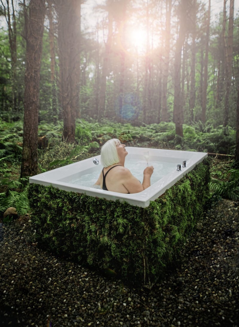 Maddie Stewart, architect of Burrenmore Nest, taking a forest bath 