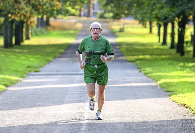 Despite not having taken part in a marathon in 13 years, Francie Arthurs is planning another crack at the Belfast 26-miler next May to mark his 82nd birthday. Picture by Mal McCann