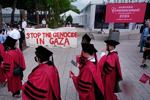 Group of graduates walk out of Harvard ceremony chanting ‘Free, free Palestine’