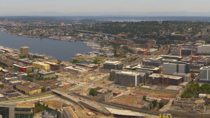 Footage recorded from the city’s Space Needle documents how fast buildings have appeared in the surrounding area thanks to the tech boom.