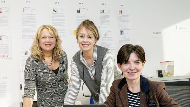 Innovation Factory centre manager Anna McDonnell with Anne Stirling and Michelle Walsh, the two Northern Ireland women heading up the new Belfast office of TV production company DSP 