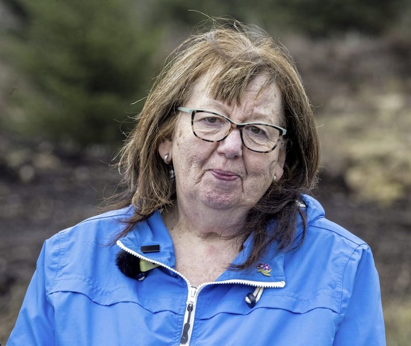 Dympna Kerr, the sister of Columba McVeigh, at Bragan Bog near Emyvale in Co Monaghan, where he is believed to have been buried by his IRA abductors and killers 