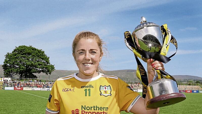 The Ulster Ladies&rsquo; IFC trophy is just the latest piece of silverware lifted by Cathy Carey over the past year Picture by Margaret McLaughlin 