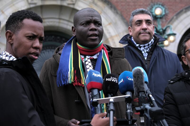 Minister of justice and correctional services of South Africa Ronald Lamola at the International Court of Justice in The Hague (Patrick Post/AP)