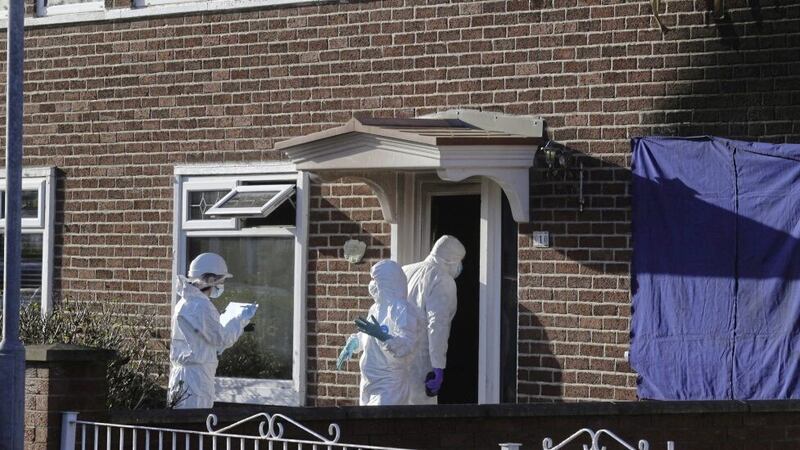 Forensic officers at the scene of a house fire in east Belfast&#39;s Edenvale Crescent, where the body of a man was discovered following the blaze on Sunday night. Picture by Hugh Russell 