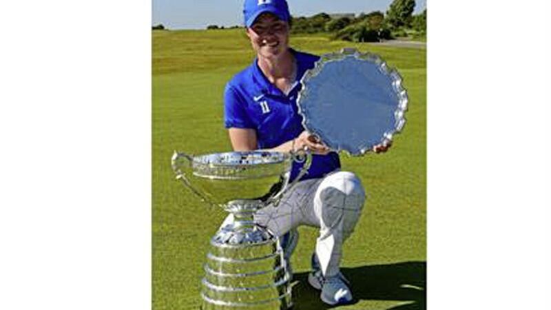 Leona Maguire celebrates victory in Wales on Saturday 