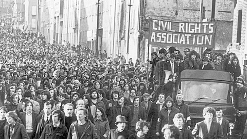 The Bloody Sunday march through Derry in January 1972 
